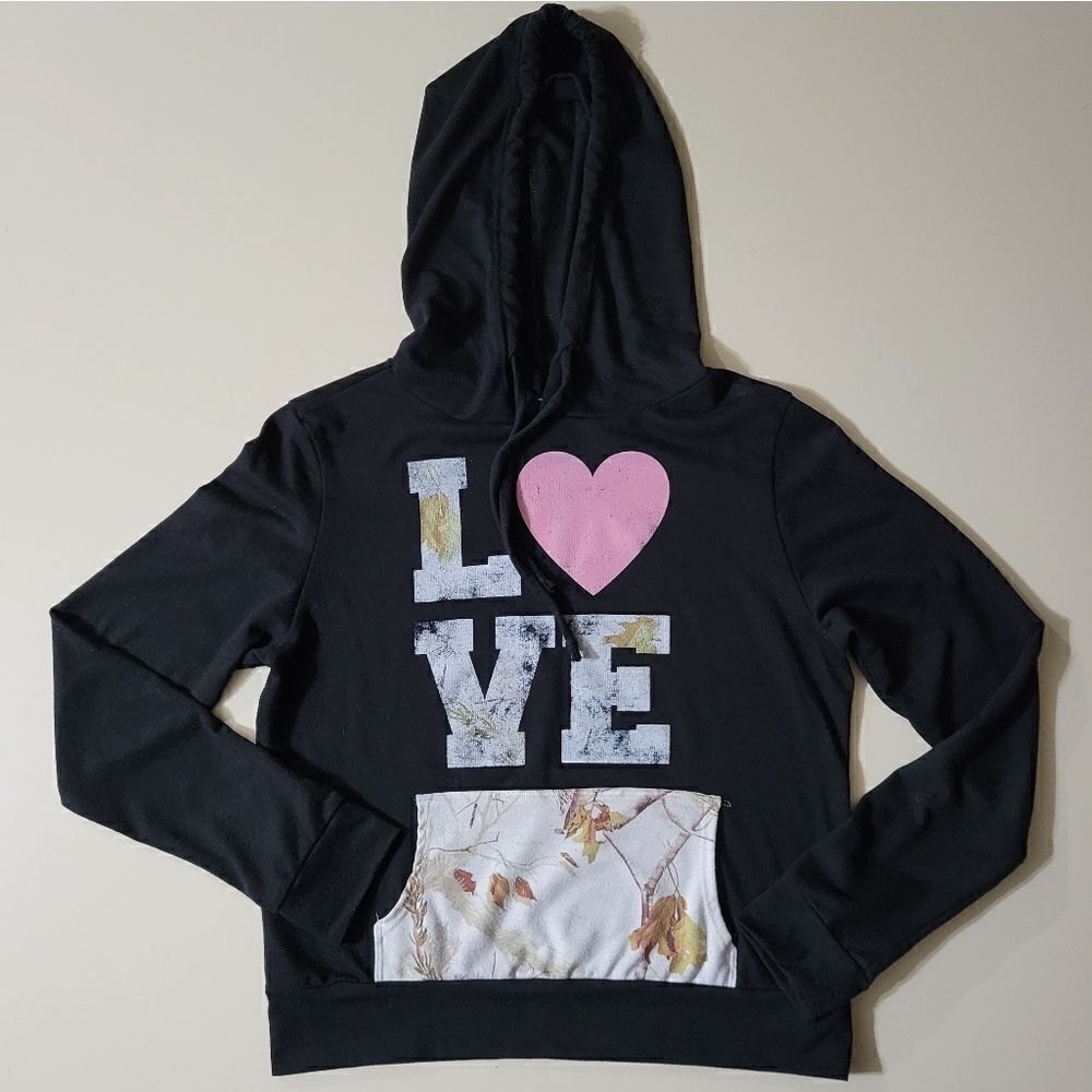 Realtree by Just Ginger Black Hooded Lightweight Women's Sweatshirt